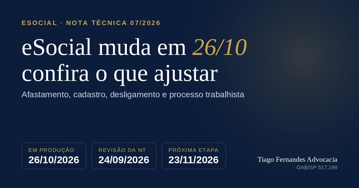 Capa do artigo sobre as mudanças do eSocial em 26 de outubro de 2026