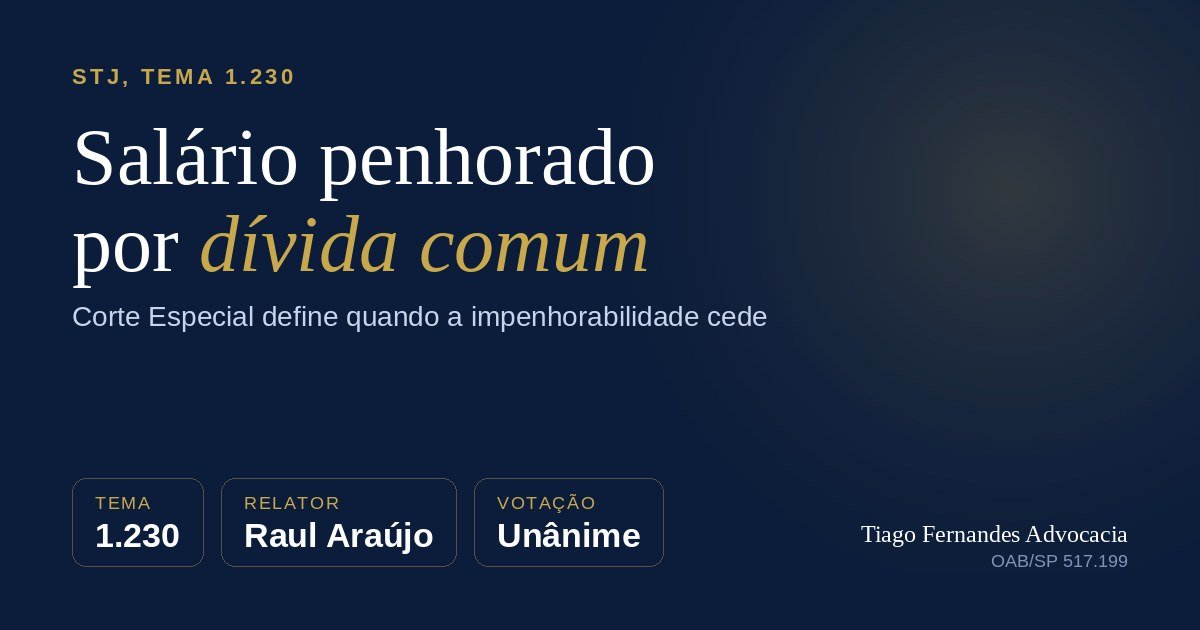 Capa do artigo sobre penhora de salário e o Tema 1.230 do STJ