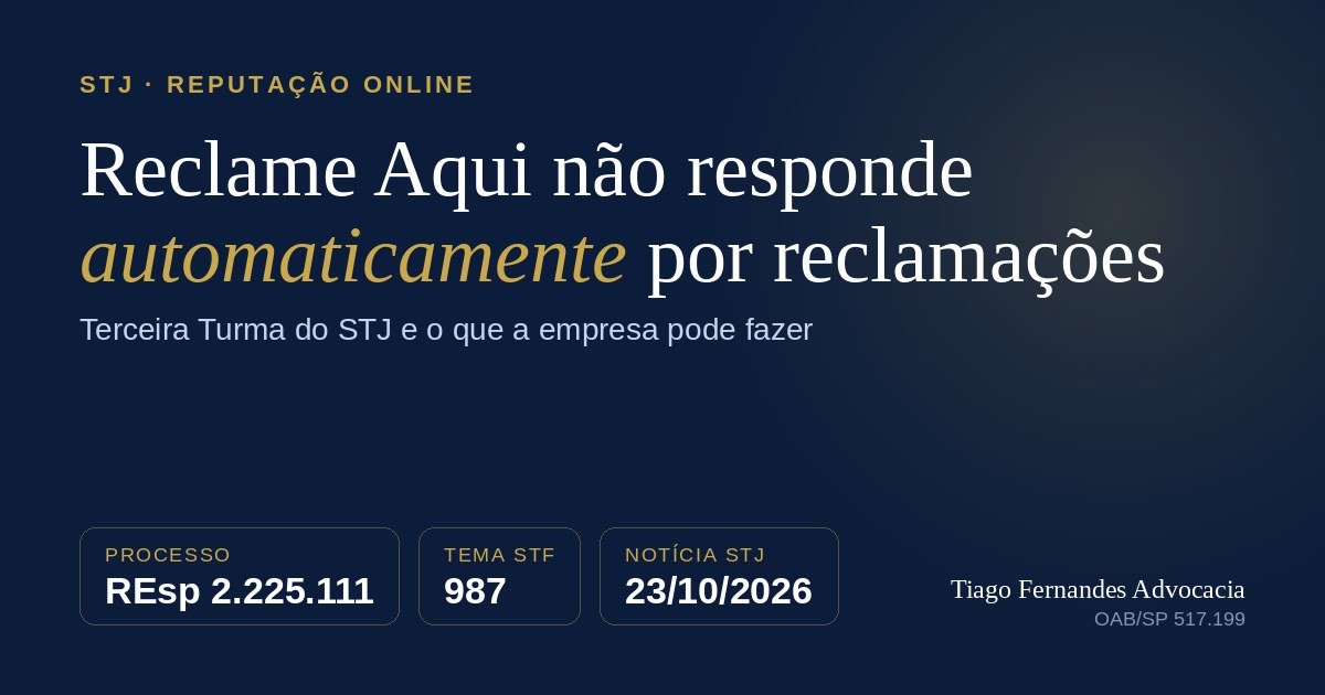 Capa do artigo sobre decisão do STJ envolvendo reclamações no Reclame Aqui