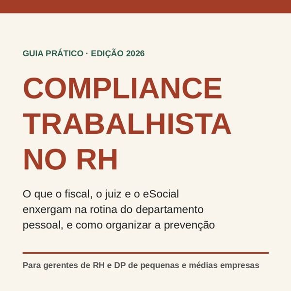 Capa do e-book Compliance Trabalhista no RH, guia prático para o departamento pessoal